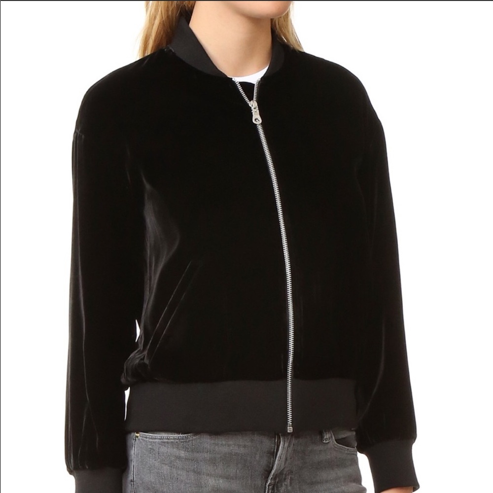 Black velvet bomber jacket